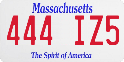 MA license plate 444IZ5