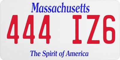 MA license plate 444IZ6