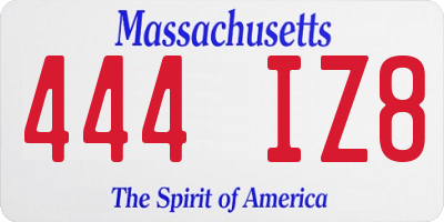 MA license plate 444IZ8