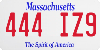 MA license plate 444IZ9
