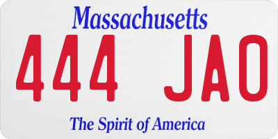 MA license plate 444JA0