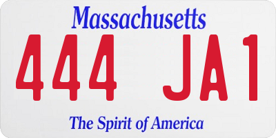 MA license plate 444JA1