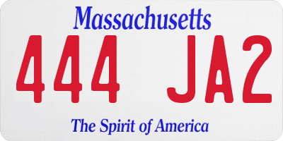 MA license plate 444JA2