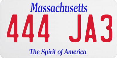 MA license plate 444JA3