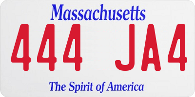 MA license plate 444JA4