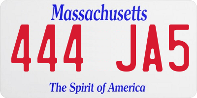 MA license plate 444JA5
