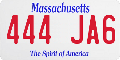 MA license plate 444JA6