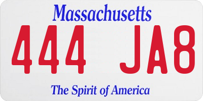 MA license plate 444JA8