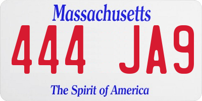 MA license plate 444JA9