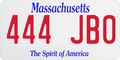 MA license plate 444JB0