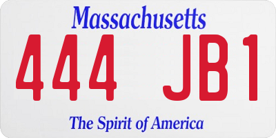 MA license plate 444JB1