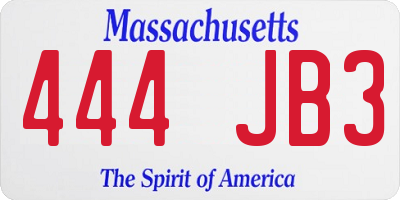 MA license plate 444JB3