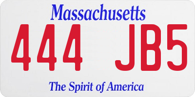 MA license plate 444JB5