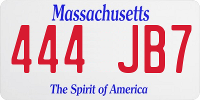 MA license plate 444JB7