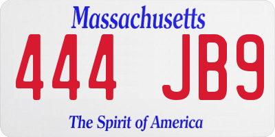 MA license plate 444JB9