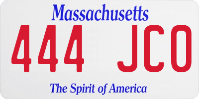 MA license plate 444JC0