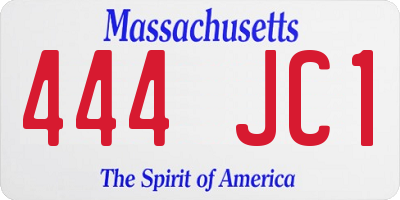 MA license plate 444JC1
