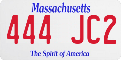 MA license plate 444JC2