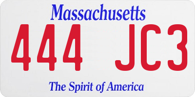 MA license plate 444JC3