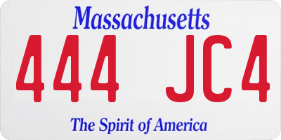 MA license plate 444JC4