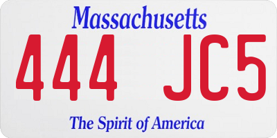 MA license plate 444JC5