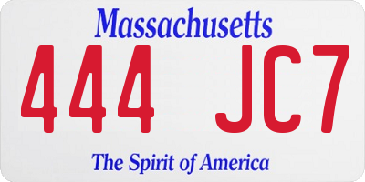 MA license plate 444JC7