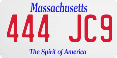 MA license plate 444JC9