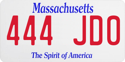 MA license plate 444JD0