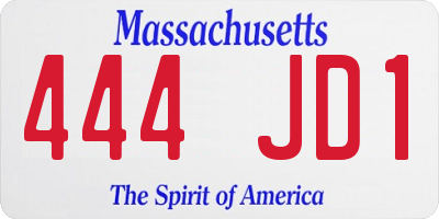 MA license plate 444JD1