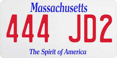 MA license plate 444JD2