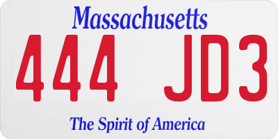 MA license plate 444JD3