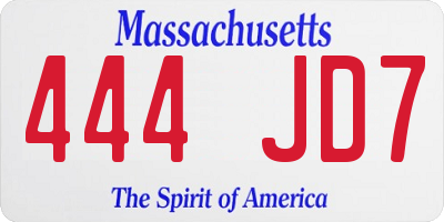 MA license plate 444JD7
