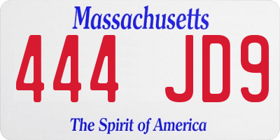 MA license plate 444JD9
