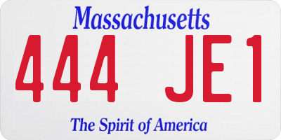 MA license plate 444JE1