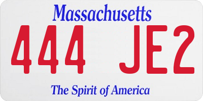 MA license plate 444JE2