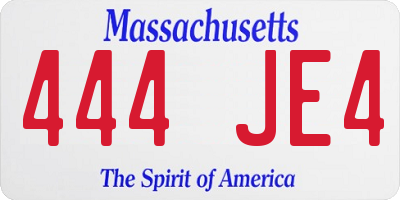 MA license plate 444JE4