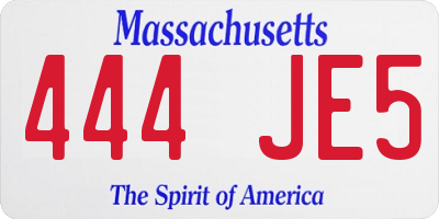 MA license plate 444JE5