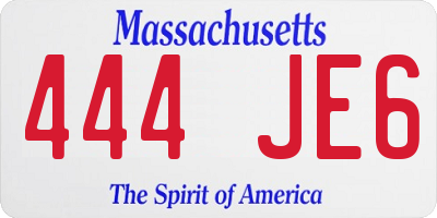 MA license plate 444JE6