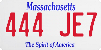 MA license plate 444JE7
