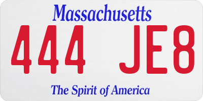 MA license plate 444JE8