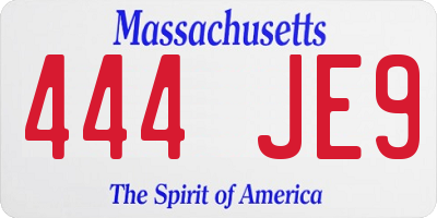 MA license plate 444JE9
