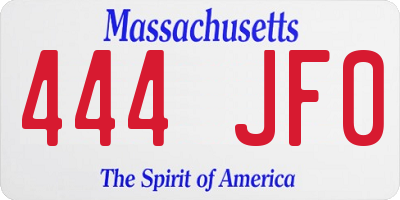 MA license plate 444JF0