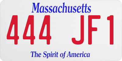 MA license plate 444JF1