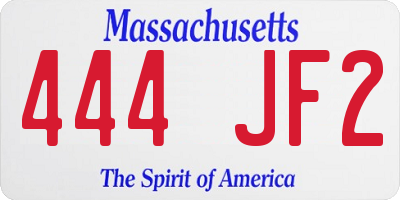 MA license plate 444JF2
