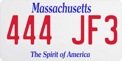 MA license plate 444JF3