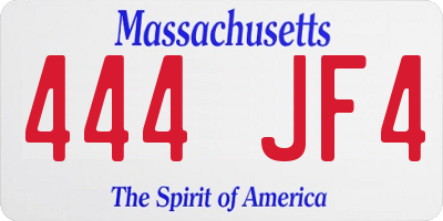 MA license plate 444JF4