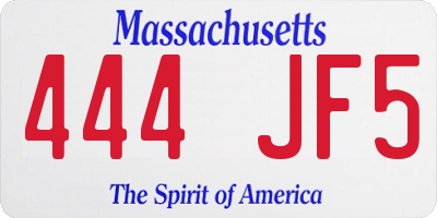 MA license plate 444JF5