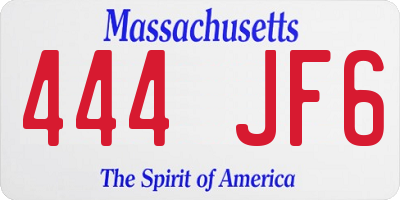 MA license plate 444JF6