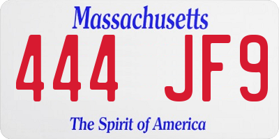 MA license plate 444JF9