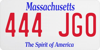 MA license plate 444JG0